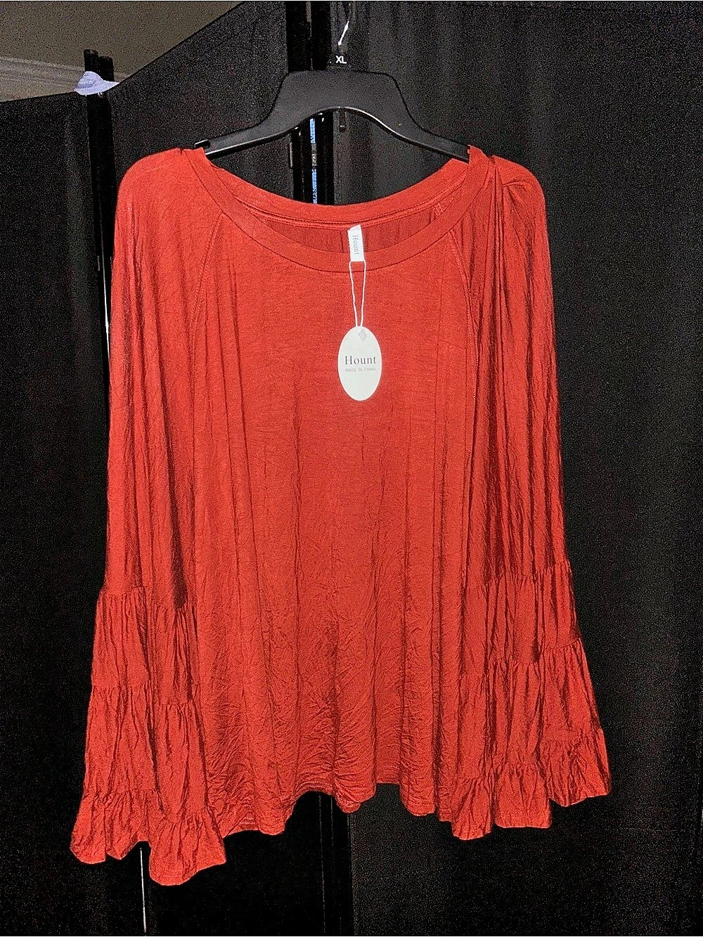 Hount Ruffle Bell Sleeve Blouse in burnt  Orange NWT